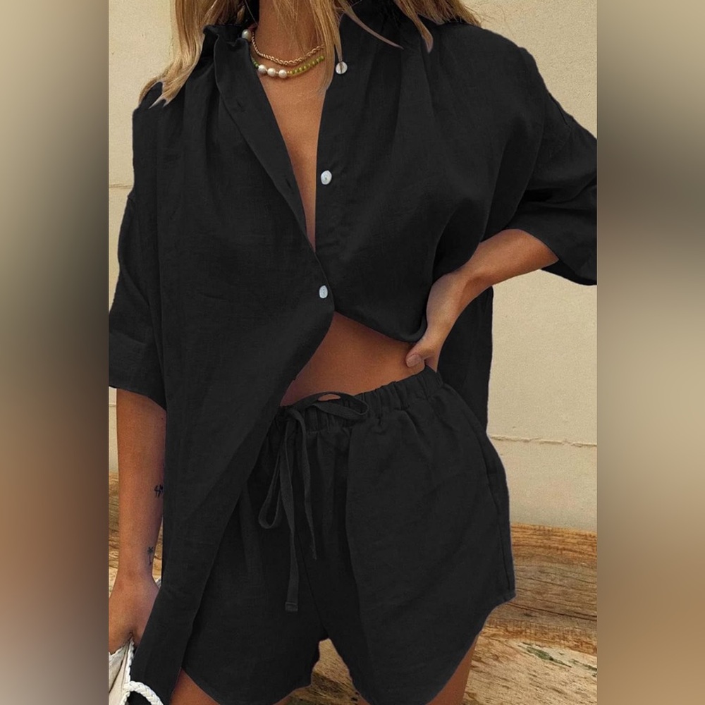 Fixmatti Women 2 Piece Outfit Summer Short Sleeve Top and Shorts Sweatsuit Set